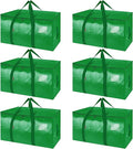 BALEINE 6-Pack Oversized Moving Bags with Reinforced Handles, Heavy-Duty Storage Tote for Clothes, Moving Supplies (Light Green, 6-Pack)