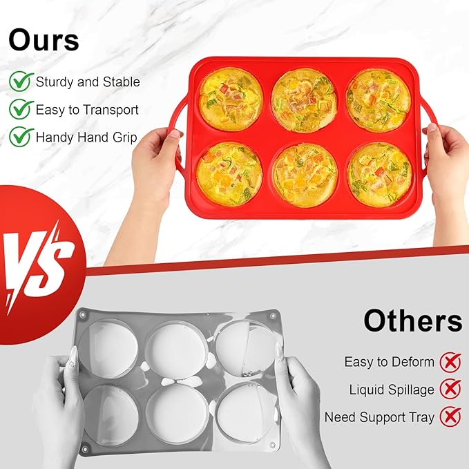 4 Inch Silicone Egg Mold for Breakfast Sandwiches with Metal Frame, Jumbo Size Muffin Top Pan, Silicone Egg Bite Baking Tray, BPA Free & Non-Stick