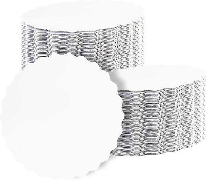 qiqee 6 Inch White Wave Cake Boards Round 15-Packs Circles Rounds Base Food-Grade Cardboard Wave Cake Plate（Thinner But Stronger）
