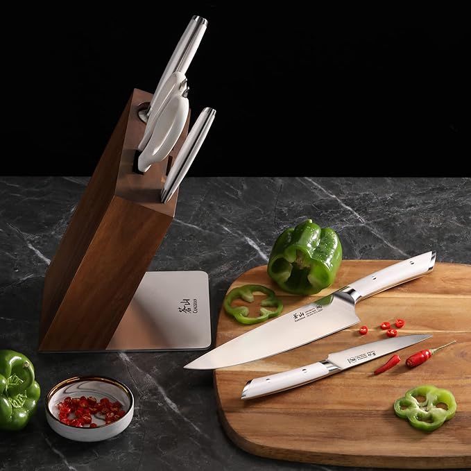 Cangshan HELENA Series German Steel Forged, HUA Knife Block Set (6-Piece, White)