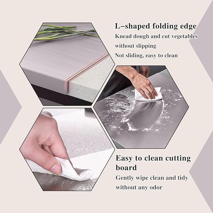 Stainless Steel Cutting Board for Kitchen - 304 Stainless Steel Chopping Boards for Baking, Double-Sided Use for Raw & Cooked Food - Ideal for Homemade Pasta, Pizza & Bread Making (19.6×19.6×0.06")