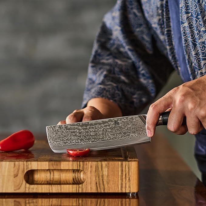 KYOKU Nakiri Knife - 7" - Shogun Series - Japanese VG10 Steel Core Damascus Blade - with Sheath & Case