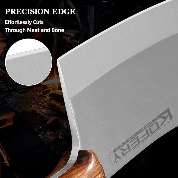 KOFERY 8.7-inch Heavy Duty Meat Cleaver Knife - Professional Bone Chopper with Full Tang and 4Cr13MOV Stainless Steel - Perfect Kitchen Chopping Tool for Meat and Bone Cutting