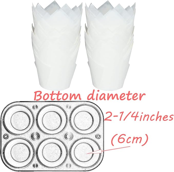 500 pcs Large size White Tulip Baking Cups 2-1/4"(Base diameter) x 4"(Wall height) Greaseproof paper baking cupcake Muffin liners