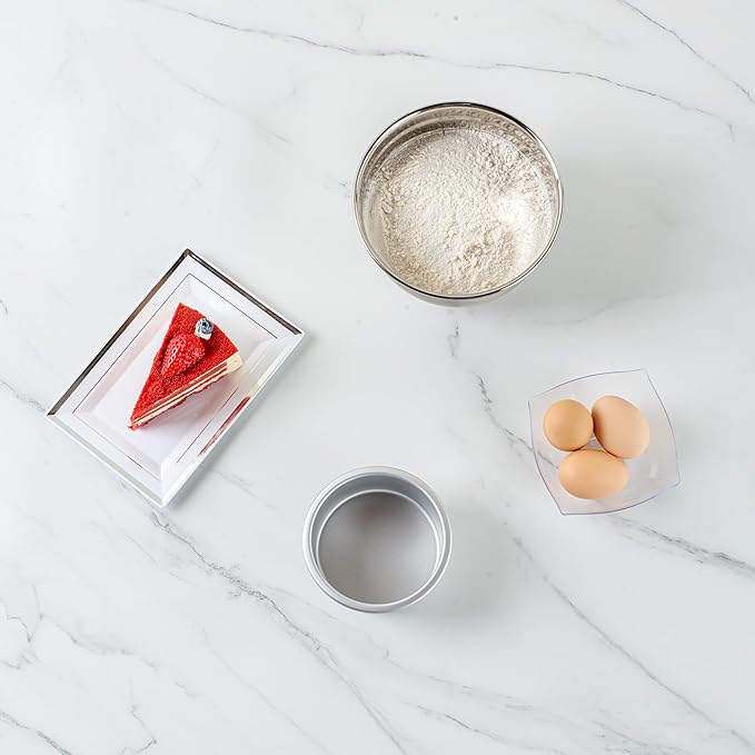 Restaurantware-Met Lux 4 x 2 Inch Straight-Sided Baking Tins, 12 Round Cake Pans - Oven-Ready, Freezable, Anodized Aluminum Round Baking Pans, Greaseproof, For Layer Birthday Cakes