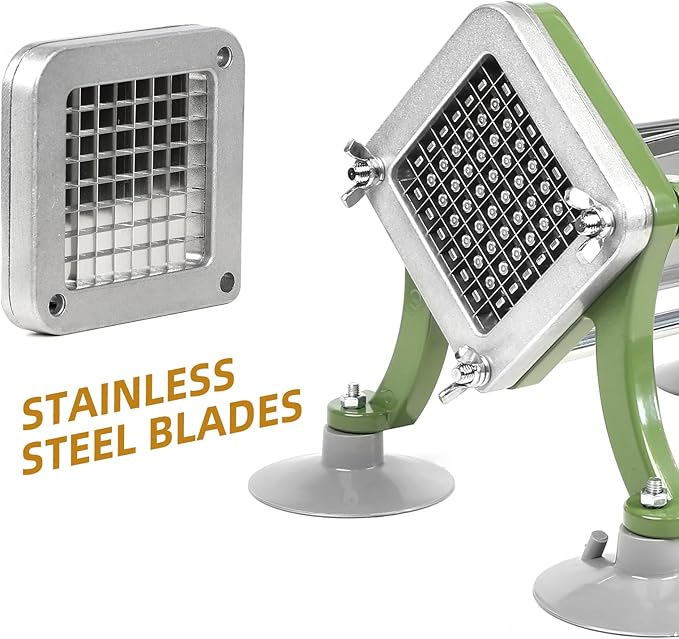 French Fry Cutter Commercial Potato Slicer with Suction Feet Complete Set, Includes 1/4", 3/8",1/2",8 Pieces,6 Pieces