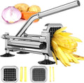 French Fry Slicer, Stainless Steel Potato Cutter with 1/4 inch and 1/2 inch Blades for Thin and Thick Fries, Commercial French Fry Cutter for Homemade Sweet Potatoes Carrots, and Cucumbers