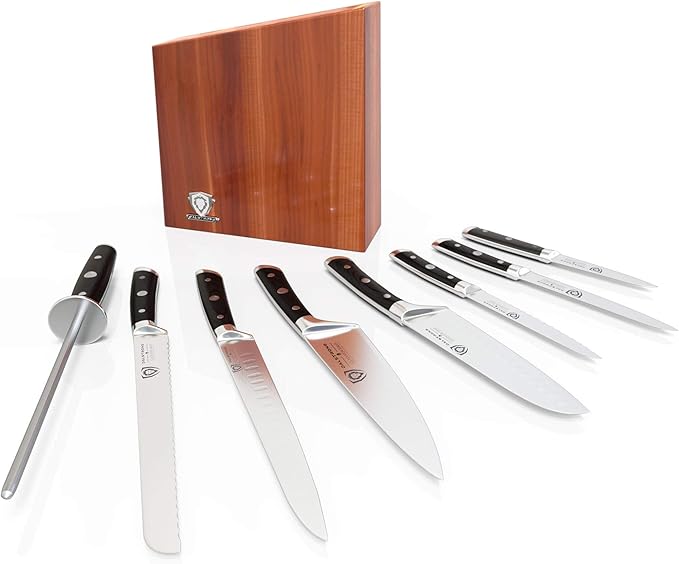 The Gladiator Series Elite 8-Piece Knife Block Set Gift Set Bundled with The Dalstrong Premium, Extra-Large Whetstone Kit - #6000/#1000 Grit with Stand