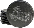 Level Up Your Man Cave: Rustic Chopper Coasters for The Motorcycle Enthusiast - Round Slate - Set of 6