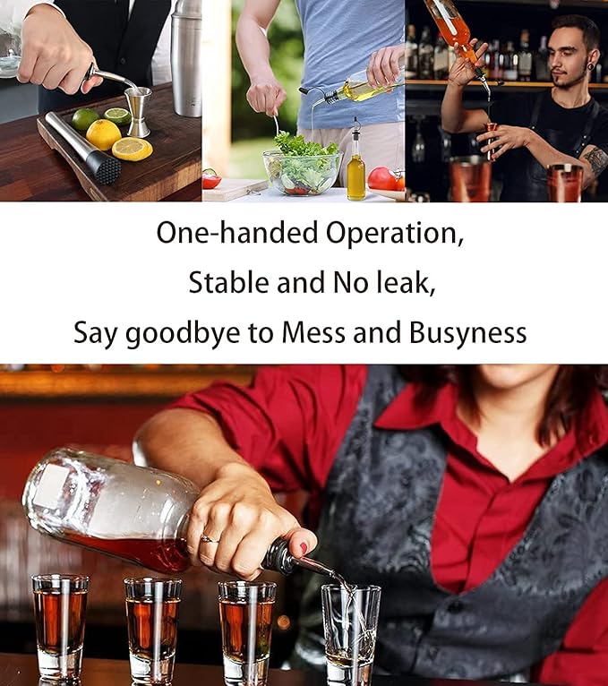 Pafusen 12 Pack Liquor Bottle Pourers, Liquor Pour Spout for Liquor Bottles, Stainless Steel Olive oil Dispenser Spout, Alcohol Pourer Spouts Dust Caps Covers, Gold