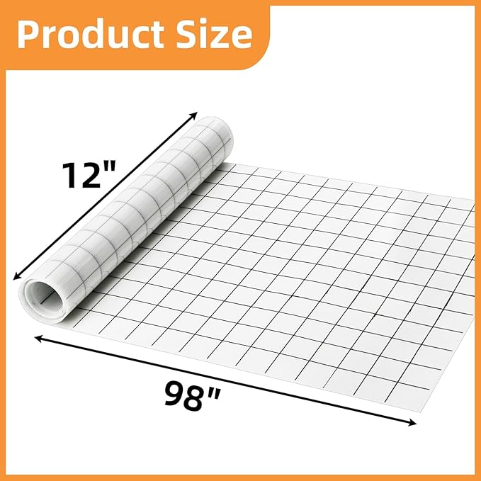 Silicone Baking Mat Roll, 12 In x 8 FT Non-Stick Grid Pastry Mat Free Cutting, Heat Resistant Food Grade Counter Mat, Air Fryer Liner for Pizza, biscuit, Pie Crust