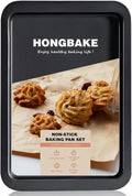 HONGBAKE Nonstick Cookie Sheets for Baking, Baking Sheet for Oven with Wider Grip, 17x11.5 in Half Sheet Pan, Commercial Cooking Tray