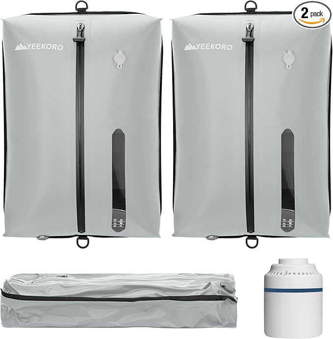 Vacuum Bag for Travel, Professional IPX8 Waterproof Reusable Vacuum Compression Bags for Travel Suitcases, Durable Space Saver Bag(2 PACK,With Pump)