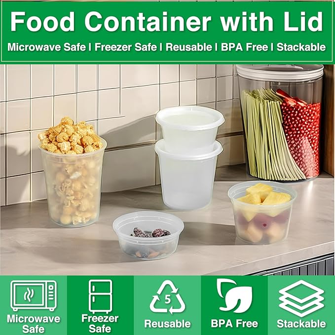 Deli Food Containers with Lids 12 oz-20 Pack Meal Prep Containers Food Storage Containers with Lids Stackable, Leakproof, BPA Free, Microwave Dishwasher Freezer Safe for Takeout Meal