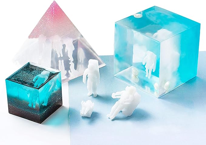 Woohome 14 PCS Resin Casting Molds Fillers 3D Astronaut Paper Airplane Embellishment Resin Supplies Kit Resin Fillers Epoxy Mould Filling Material for Art Resin Crafts DIY