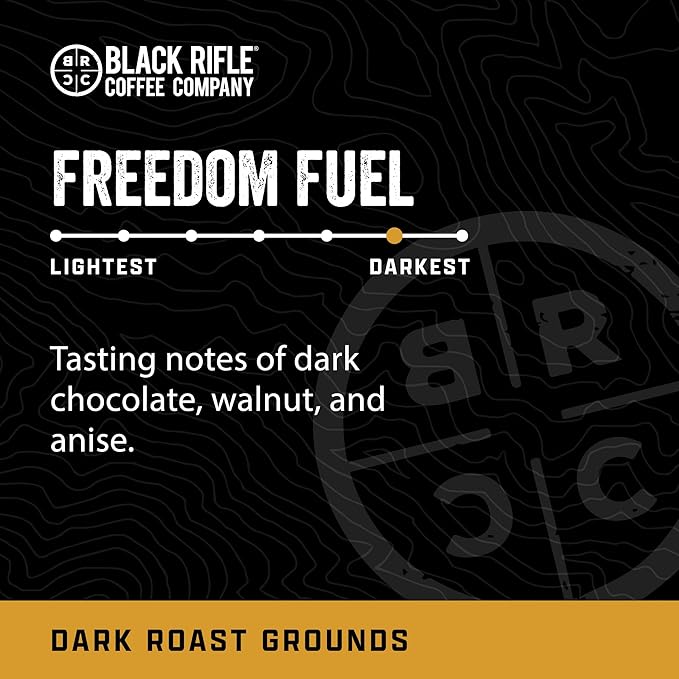 Black Rifle Coffee Company Freedom Fuel, 12oz Bag, Ground Coffee Dark Roast - Roasted Blend Made from Arabica Beans - Colombian & Brazilian Beans - Veteran Founded & American Made