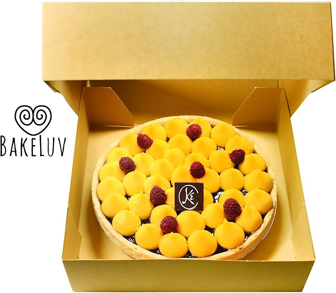 BAKELUV Pie Boxes for 9 Inch Pie | Brown, 25 Pack | 9x9x2.5 Bakery Box with Window, 9x9 Cookie Box, 9 Inch Pastry Boxes with Window Bulk, Cake Boxes, Auto Pop Up