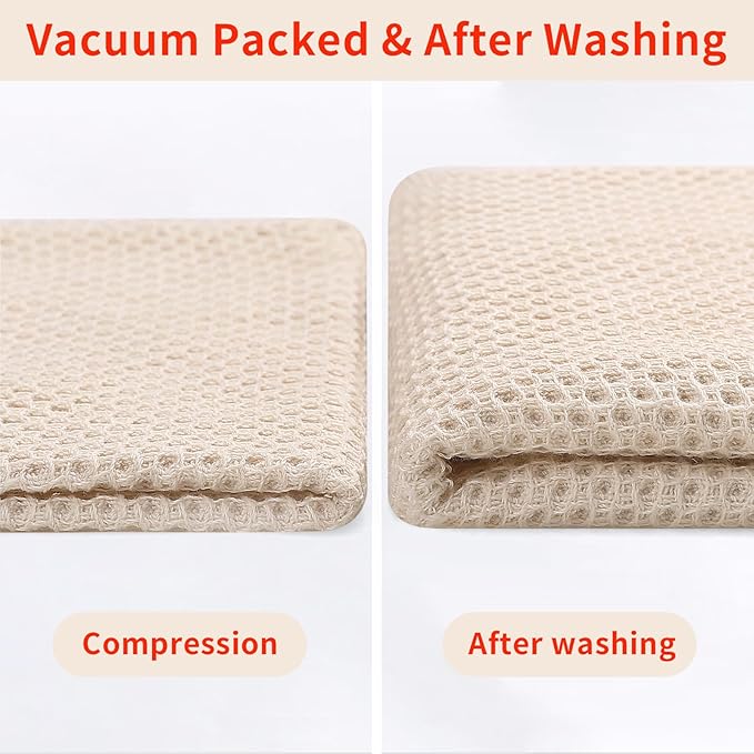 Homaxy 100% Cotton Waffle Weave Kitchen Dish Towels, Ultra Soft Absorbent Quick Drying Cleaning Towel, 13 x 28 Inches, 6-Pack, Beige