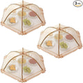 3-Pack Extra Large Food Cover, 32"x32" Pop-Up Food Nets, Mesh Food Covers Tent Umbrella for Outdoors, Screen Tents, Parties Picnics, BBQs, Reusable and Collapsible Food Tents
