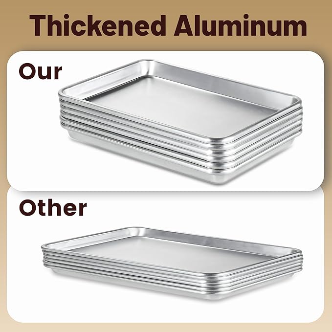 6 Pack Quarter Size 13" × 10" Baking Sheet Pan Aluminum Commercial cookie sheets for baking