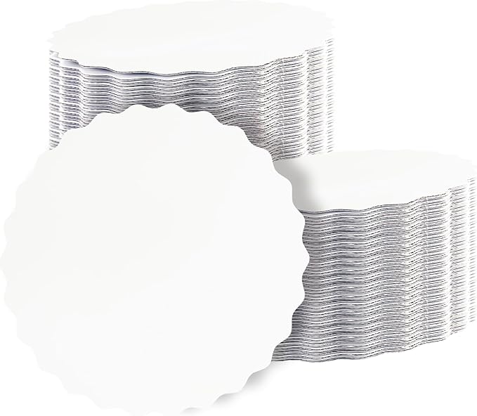 qiqee 10 Inch White Wave Cake Boards Round 15-Packs Circles Rounds Base Food-Grade Cardboard Wave Cake Plate（Thinner But Stronger）