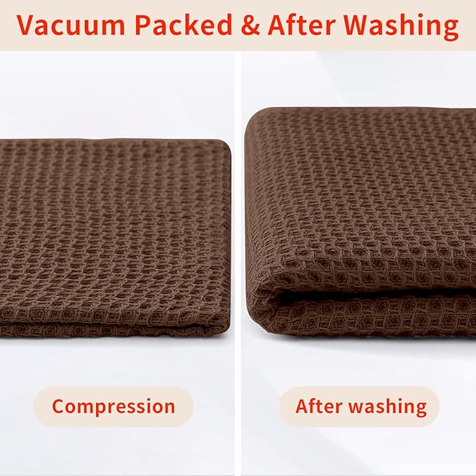 Homaxy 100% Cotton Waffle Weave Kitchen Dish Cloths, Ultra Soft Absorbent Quick Drying Dish Towels, 12 x 12 Inches, 6-Pack, Coffee
