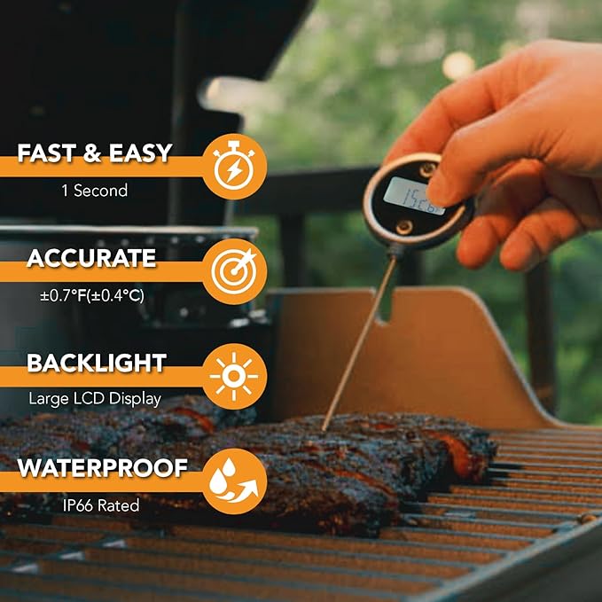 ChefsTemp Pocket Pro 1-Second Instant Read Digital Meat Thermometer Rechargeable for Grilling, Food, BBQ, Kitchen Cooking, Oil Deep Frying & Candy (Lime Zest)