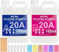 Silicone Mold Making Kit - 20A Liquid Silicone Rubber (1:1 Mix), Non-Toxic & Bubble Free Platinum Cure Silicone for Making Molds for Resin, Soap, Concrete, Craft Molds - 210oz Total
