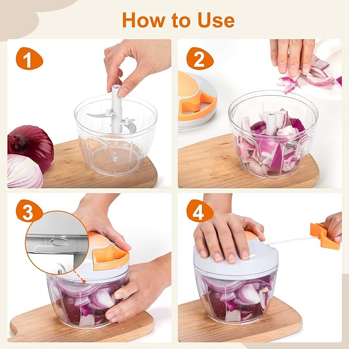 Manual Food Processor Vegetable Chopper (White, 650ML)