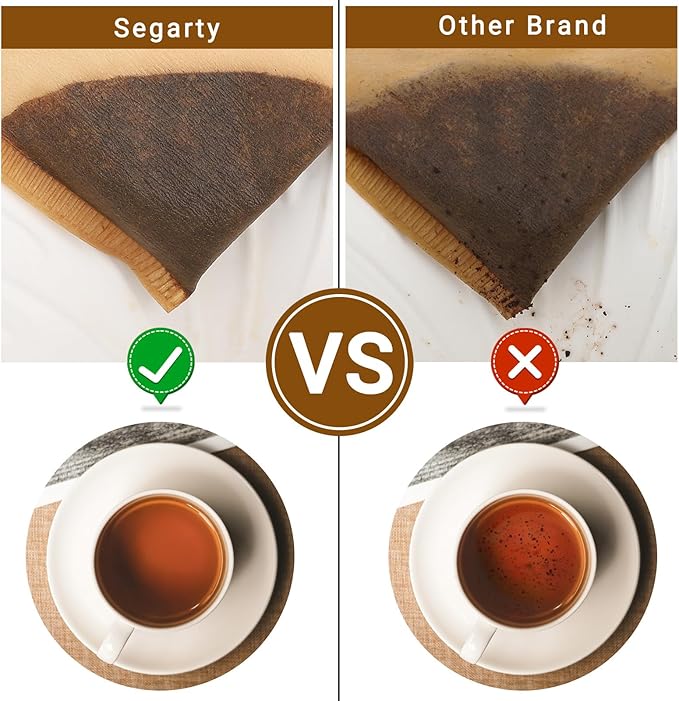 Segarty #2 Cone Coffee Filters, 200 Count Pack Size 2-4 Cup Natural Unbleached Brown Disposable Coffee Filters Paper for Pour Over Coffee Maker