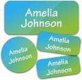 Personalized Daycare Name Labels for Kids (130 Labels) - Custom Waterproof Name Stickers for Clothing Tags, Water Bottles, Lunch Boxes and School Supplies (Gradient)