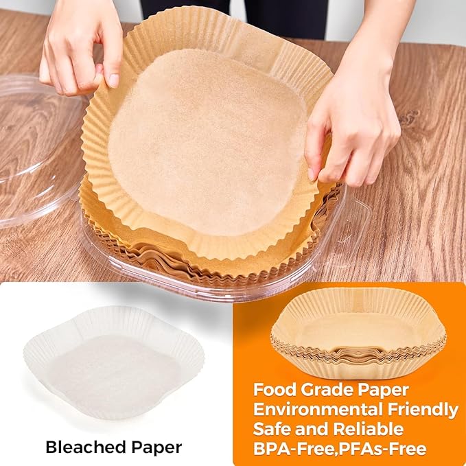 Air Fryer Paper Liners Disposable: 100PCS 6.5IN Square Non-Stick Air Fryer Parchment Paper, Food Grade Baking Sheets for Baking Roasting Microwave