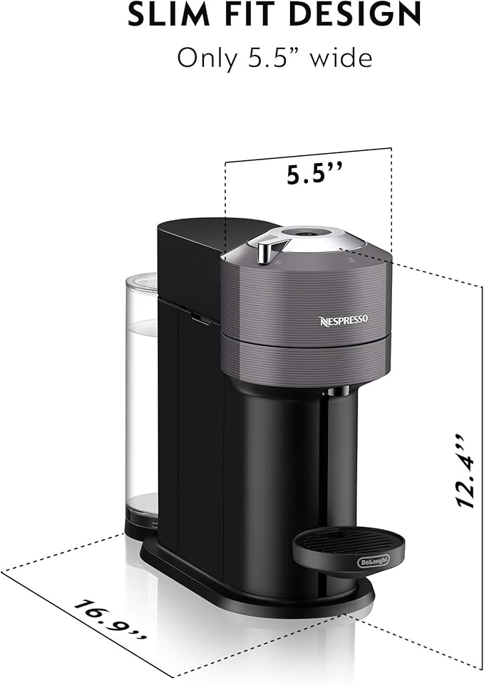 Nespresso Vertuo Next Coffee and Espresso Maker, Machine Only, 1260 watts, Dark Gray