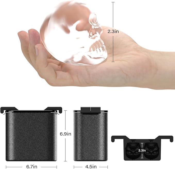 Skull 3D Ice Ball Maker - Large Crystal Clear Ice Cube Tray - Whiskey Bourbon Cocktails