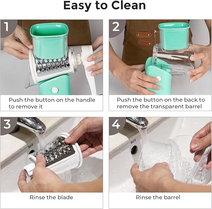 X Home 5-in-1 Rotary Cheese Grater for Kitchen, Upgraded Hand Crank Shredder with Stronger Suction Base & Multifunctional Drum Blades, for Cheese, Vegetables and Nuts, Easy to Use and Clean, Blue