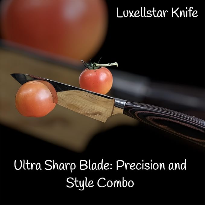 Chef Knife 8 Inch High Carbon Japanese Steel Ultra Sharp with Ergonomic Pakka Wood Stylish Handle, Durable 5CR15 Grade Blade Razor Edge, Gift Box for Family and Friends