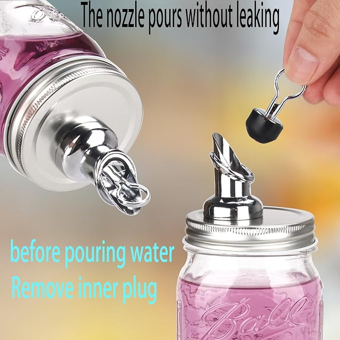 Mason Jar Pour Spouts. free flow Mason Jar Pour Spouts, mason jar for spout regular mouth size 70mm dispenser germination cover. Suitable for any liquid (4 pieces stainless)