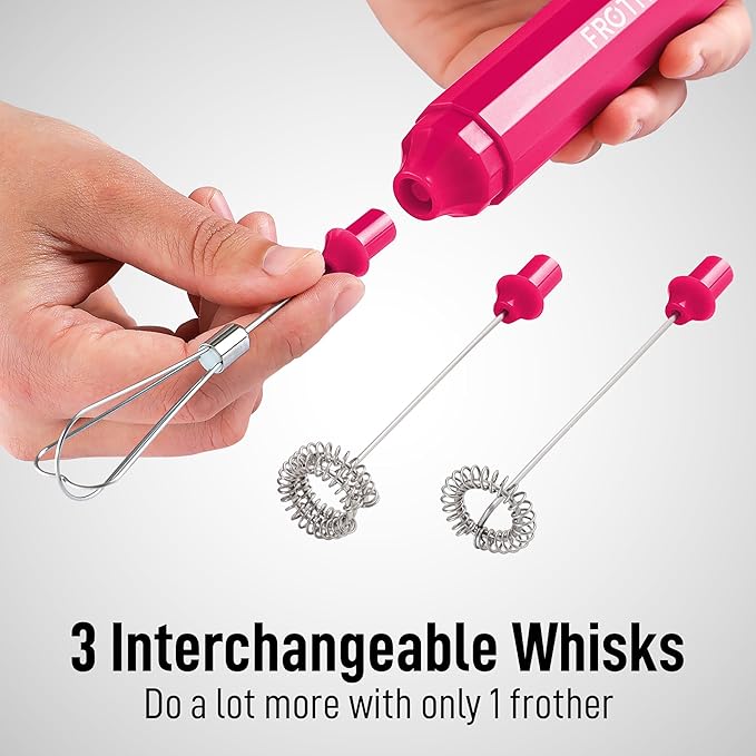 Frother Portable & Compact Handheld Foam Maker Lattes, Cappuccinos (Dragonfruit, Froth N Go)
