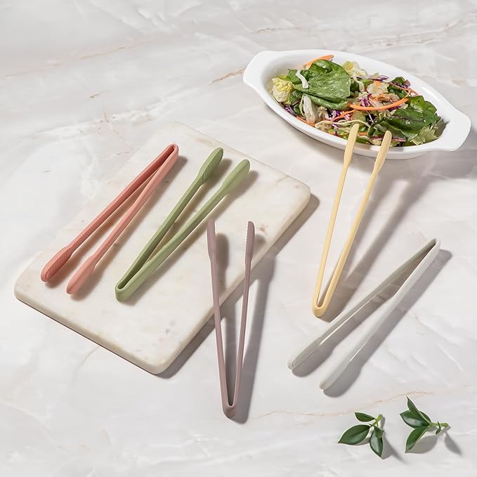 carrotez Silicone Cooking Kitchen Tongs, Anti-Slip,Non-Scratch Serving Tongs 9.25 Inches - Coral Pink