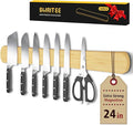 Magnetic Knife Holder for Wall, 24 Inch Extra Large Bamboo Knife Strip with Strong Magnetism, Space Saver Organizer for Farmhouse/Restaurant Kitchen, Housewarming Gifts