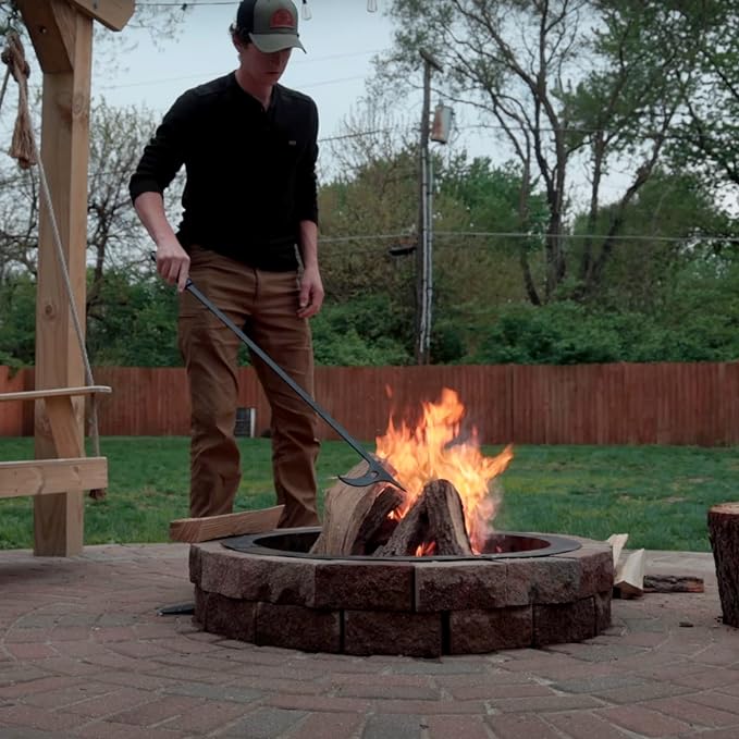 40" Fire Log Tongs Firewood Grabber and Fire Poker Set,Large Fire Pit Tool Outdoor/Indoor Bonfire Campfire Backyard Deck Camping Log Grabber Rustproof Safely Moves Firewood