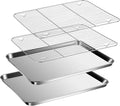 Baking Sheet with Racks Set [2 Sheets + 2 Racks], Stainless Steel Baking Sheets with Cooling Racks, Nonstick Pan, Warp Proof & Rust Proof & Easy to Clean, Size 12.4 X 9.6 X 1 Inch