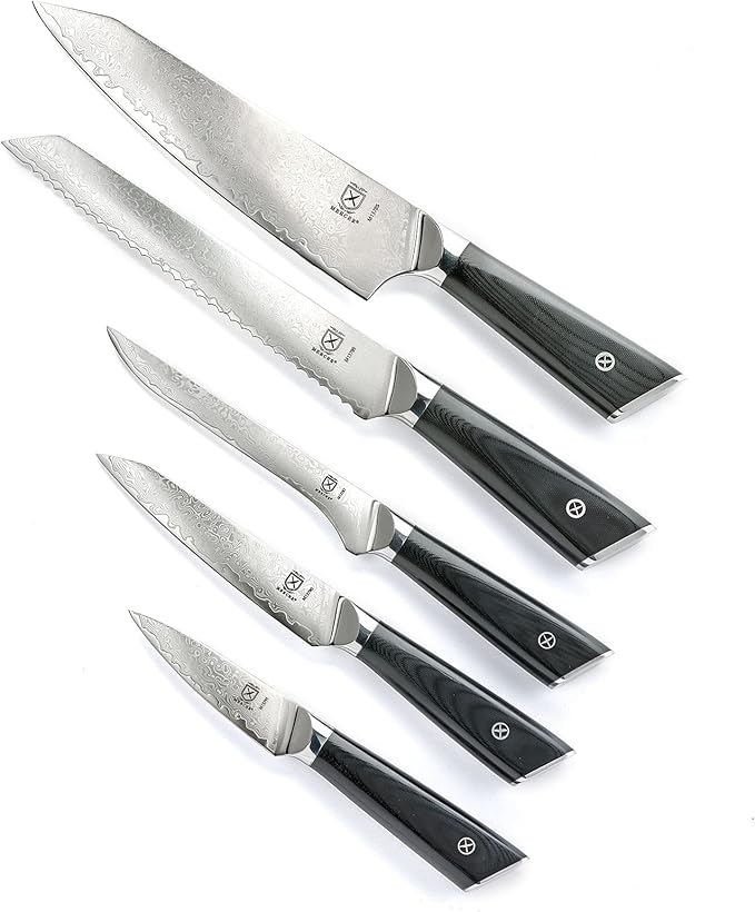 Mercer Culinary Premium Grade Super Steel 6-Piece Knife Set with Magnetic Stand, G10 Handles