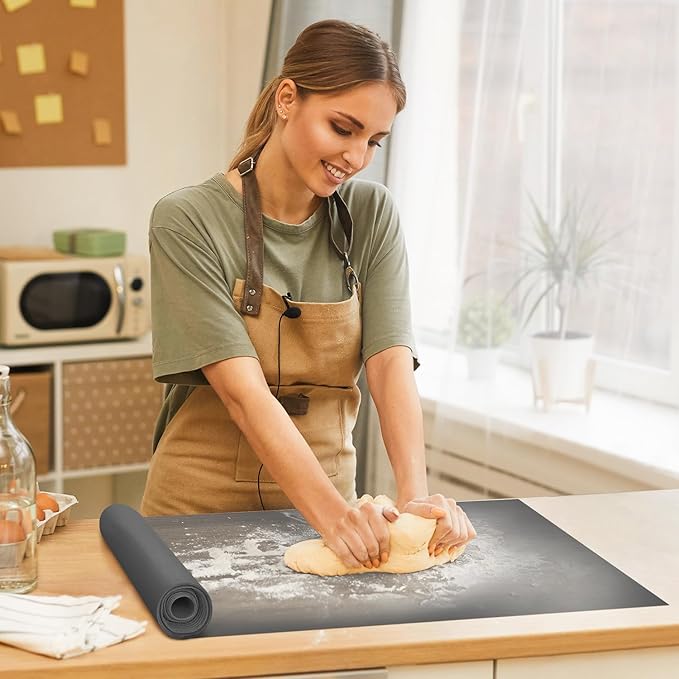 Silicone Baking Mat Roll -Cut to Size Silicone Mat - Non-Stick Pastry Mat for Dough Rolling, Non-slip Silicone Mat for Kitchen Counter, Reusable Air Fryer Linner, Oven Liner, Freeze Dryer Mat