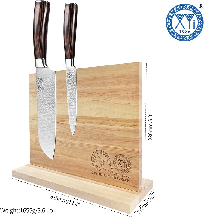 XYJ Magnetic Knife Block,Double-Sided Knife Holder,Knife Block with Strong Magnets,Kitchen Cutlery Display Stand, Knives Storage Rack,Large Capacity, Strongly Magnetic Organizer Tool