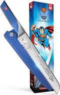 Dalstrong Serrated 8 inch Bread Knife - DC Superman™ Edition - Premium German Stainless Steel - POM Handle Full Tang - Etched Artwork Logo - Boyfriend Valentine's Gift Bread Slicer - Leather Sheath