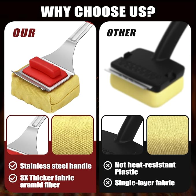 Grill Brush Bristle Free with 2 Cleaning Brush Heads, Cleaning with Steam Technology, Replaceable Brush Heads & Scraper Tool for Stainless-Steel Grates Grill Brush with Stainless Steel Spatula