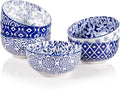 Sweejar Ceramic Cereal Bowls Set, 29 Oz Soup Bowls Microwave & Dishwasher Safe, 6.1 Inch Deep Porcelain Serving Bowls for Kitchen, Fruit, Ramen, Salad, Pasta, Set of 6(Vintage Blue)