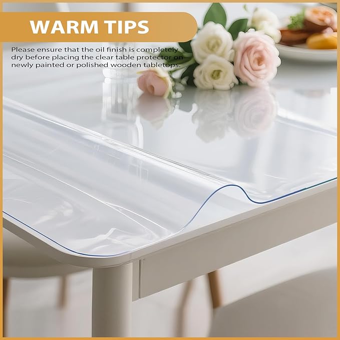 Clear Table Protector 42 x 78 Inch, 1.9mm Thick Waterproof PVC Plastic Table Cover, Durable Table Pad for Dining Room, Kitchen, Writing Desk, and Coffee Tables