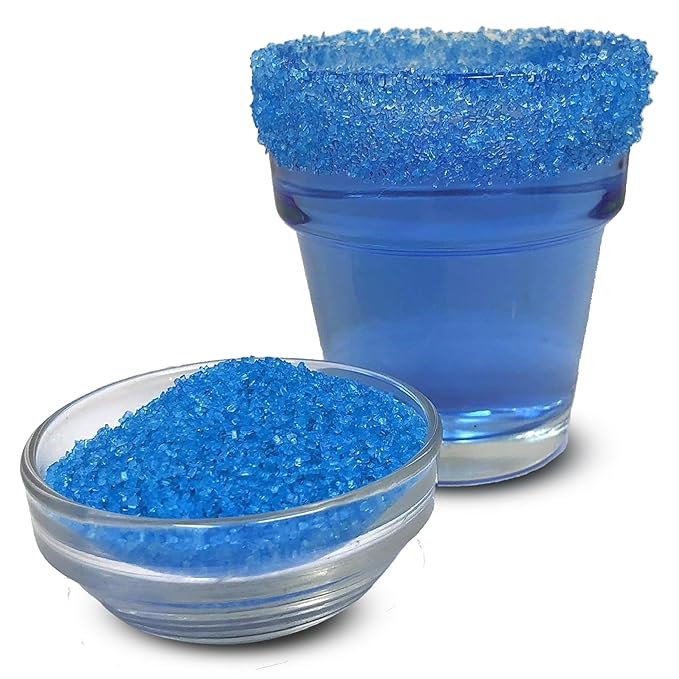 Snowy River Sky Blue, Cocktail & Margarita Sugar Rimmer - Vibrant Color Glass Rimming Sugar with Medium Crystal Texture - 8oz
